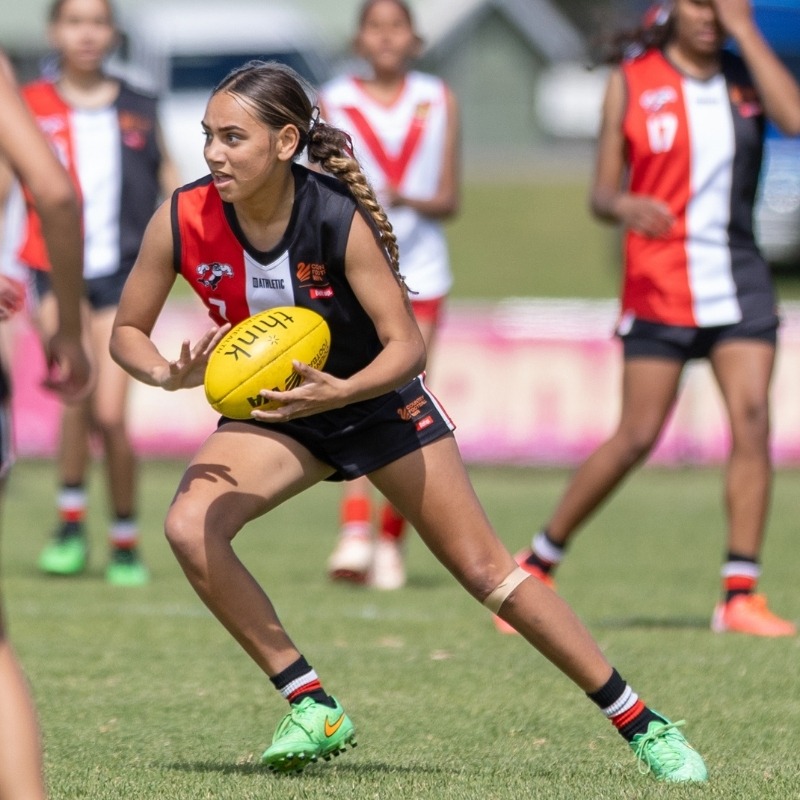 Helen, Morawa Shooting Stars participant and team captain of the Mullewa Saints Youth Girls in the grand final, photographed by Jesse Pickett 