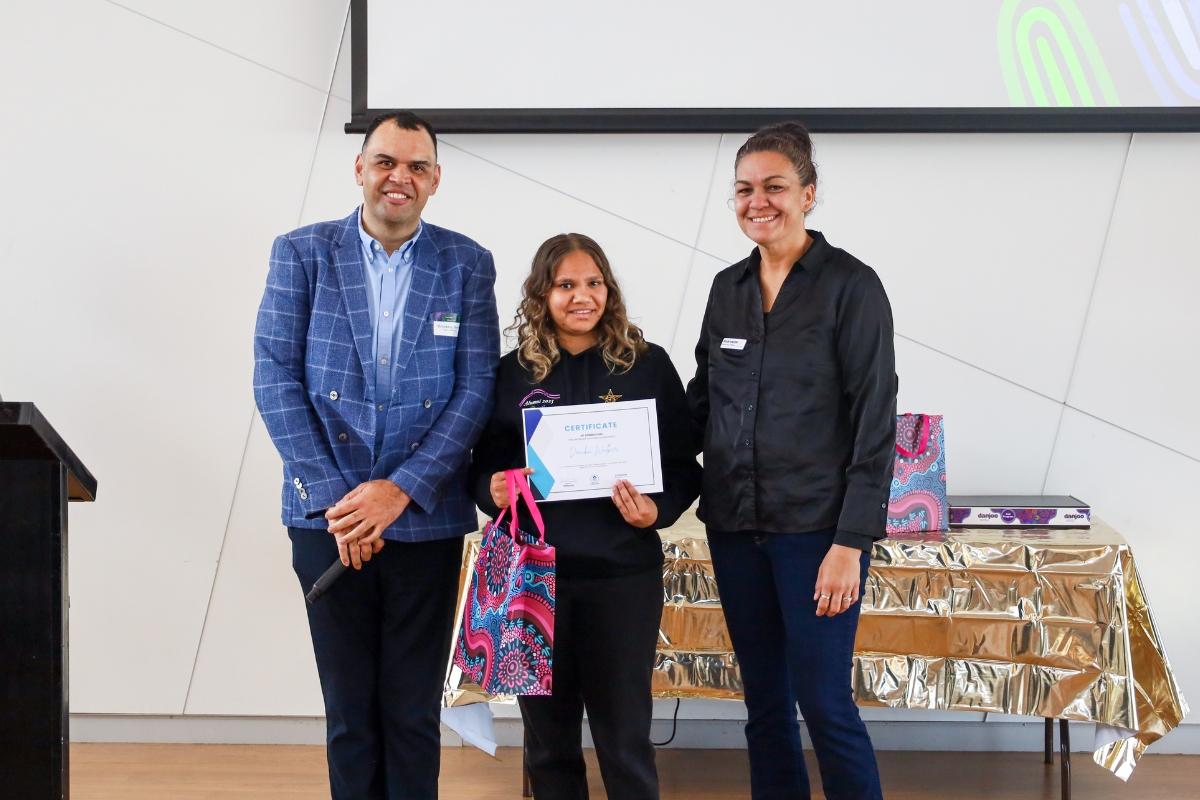 Brooking, Danika and Helen during certificate presentations